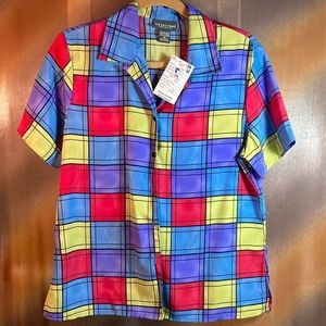 Vintage 90’s Notations size M color block blouse.‎ 42” chest 16” shoulder 126